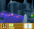 Running along a shallow pool in a giant cave in Stage 2