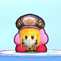 Kirby wearing the Zan Partizanne Dress-Up Mask in Kirby's Return to Dream Land Deluxe