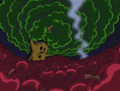 Kirby and his friends are buried under an "apple-anche".