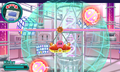 Riding a gondola through a Prism Ball in Access Ark, in Kirby: Planet Robobot