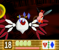 Ribbon assisting Kirby in the battle against 0² in Kirby 64: The Crystal Shards