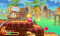 Kirby passes by the first Waddle Dee Train.