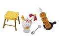 "Pancake" miniature set from the "Kirby Cafe Time" merchandise line, featuring a Star Block stool
