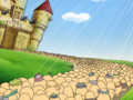 A massive line of Cappies forms outside of the castle to get at Shiitake's cooking.