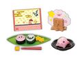 "Rolled Sushi" miniature set from the "Kirby Japanese Tea House" merchandise line, featuring a Kirby sushi and rice ball