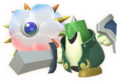 In-game artwork of Team Sword & Storm from Super Kirby Clash, which includes Kracko