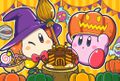 Halloween 2020 illustration from the Kirby JP Twitter featuring a Halloween-style Castle Dedede cake