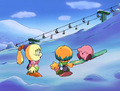 Tiff meets up with Kirby and Tuff at Dedede's ski resort.