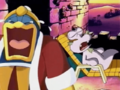 King Dedede cries loudly after reminiscing on the failure of his academy.