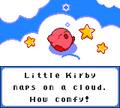 Kirby naps peacefully in the clouds