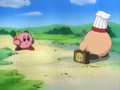 Kirby runs into Chef Shiitake on the road.