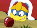King Dedede awakes after being conked by an apple.