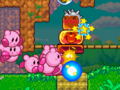 The Kirbys defeat a Warwiggle instantly using Jumbo Candy.