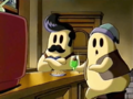 Samo serving an anonymous Cappy at his bar as they watch Channel DDD