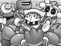 Illustration of Meta Knight and his subordinates from Kirby: Meta Knight and the Knight of Yomi