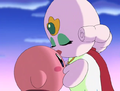 Princess Rona rewards Kirby with a gentle kiss.