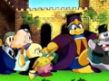 King Dedede punts Escargoon while trying to cover up his involvement in the affair.