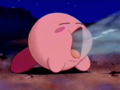 Kirby inhales the remaining ice that is tossed to him by the tourists.