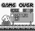 The Game Over screen in Kirby's Block Ball.