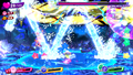 Kirby getting combo-attacked very harshly by the Mage Sisters' combined attacks