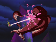 Fire Kirby subduing Octacon in Kirby Comes to Cappy Town