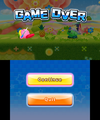 The game over screen in Kirby Fighters.