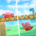 Kirby dropping through a thin floor
