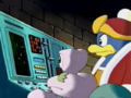 King Dedede and Escargoon research the memory chip's data.