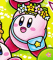 Kirby with a purse in Find Kirby!! (Flower Garden)