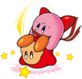 Kirby: Nightmare in Dream Land artwork of Kirby using Backdrop on a Waddle Dee