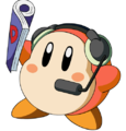 A Waddle Dee with a headset and script
