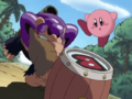 Bonkers attacks Kirby under a false belief that Kirby is testing him.