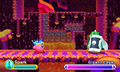 Spark Kirby battling Gigant Edge in Kirby: Triple Deluxe