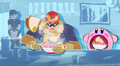 Kirby and Captain Falcon eating ramen in Min Min's reveal trailer