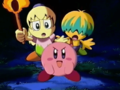 Kirby gets an evil look in his eyes as he continues down the path.