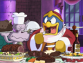 King Dedede having a typical dinner at his castle