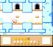 Reaching one of the sets of three doors of mid-bosses in Kirby's Dream Land 3.