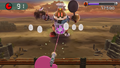 Mecha Kawasaki shoots egg bombs at Kirby.