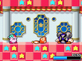 Kirby and Parasol Waddle Dee battle Mr. Tick-Tock