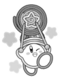 Illustration of Kirby with the Knitting Needles Ravel Ability from Kirby: Big Trouble in Patch Land!