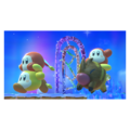 Two Waddle Dees are piggybacked while the third is riding a Nruff
