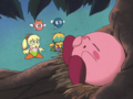 Tiff and the others discover Kirby sleeping in a nest instead of in his house.