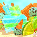 Nintendo Switch Online profile icon background, depicting the blue variant of the Ice Cream stage