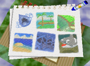 The level select screen for Aqua Star in Kirby 64: The Crystal Shards