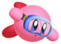 Pause menu art of Kirby swimming in Kirby: Triple Deluxe