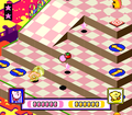 Kirby descends the steps of the ziggurat. (Hole 1)