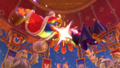Chapter 4 credits picture, showcasing King Dedede & Meta Knight starting their Swirling Hyper Crescent Blast attack