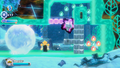 Magolor uses Dimensional Vanish to pass through a barrier and escape another ice boulder.
