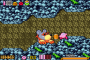 Kirby, battling Moley.