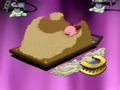 Kirby cluelessly demonstrates his voracious appetite in front of the witnesses.